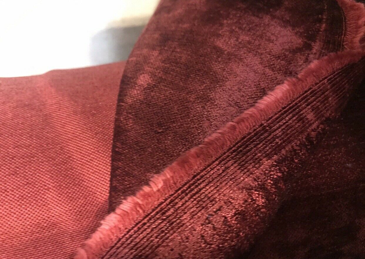 NEW! Designer Upholstery Velvet Chenille Fabric - Wine Red - BTY