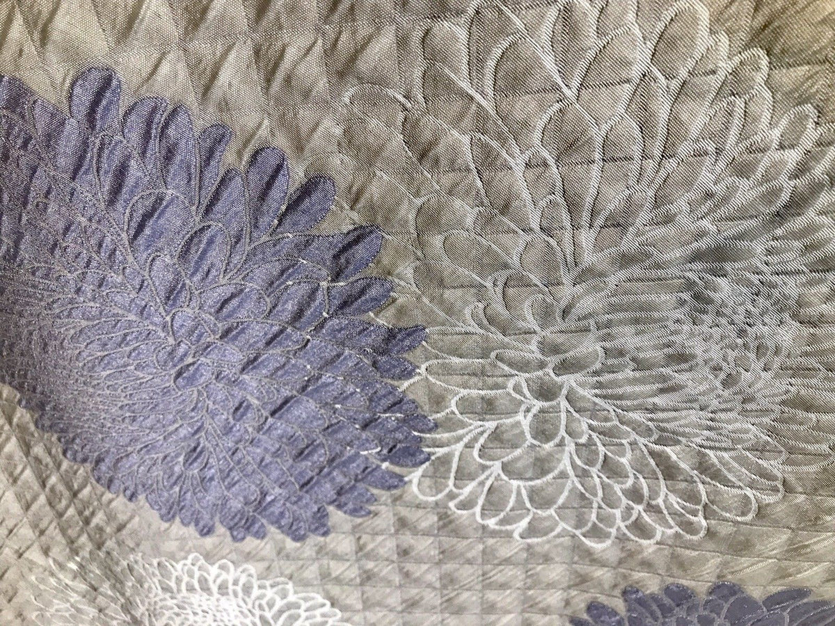 NEW Designer Quilted Satin Brocade Fabric - Floral- Lavender & Ivory - Fancy Styles Fabric Boutique