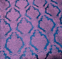 NEW Princess Giselle Designer Damask Satin Drapery Upholstery Fabric - Fuchsia Pink & Navy Blue - Fancy Styles Fabric Pierre Frey Lee Jofa Brunschwig & Fils