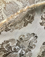 NEW Prince Elijia Designer Double Sided Brocade Drapery Satin Damask Fabric - Gold & Ivory - Fancy Styles Fabric Pierre Frey Lee Jofa Brunschwig & Fils