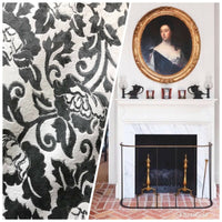 Baroness Angela Burnout Velvet Upholstery Fabric - Floral Charcoal & White LLPVS0008 - Fancy Styles Fabric Pierre Frey Lee Jofa Brunschwig & Fils