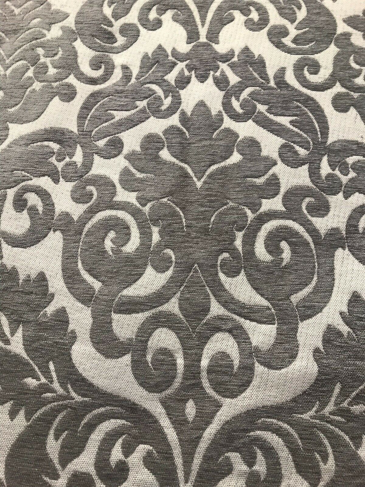 NEW Sir Arthur Double Sided Burnout Chenille Velvet Fabric- Grey & Ivory Upholstery Damask - Fancy Styles Fabric Pierre Frey Lee Jofa Brunschwig & Fils