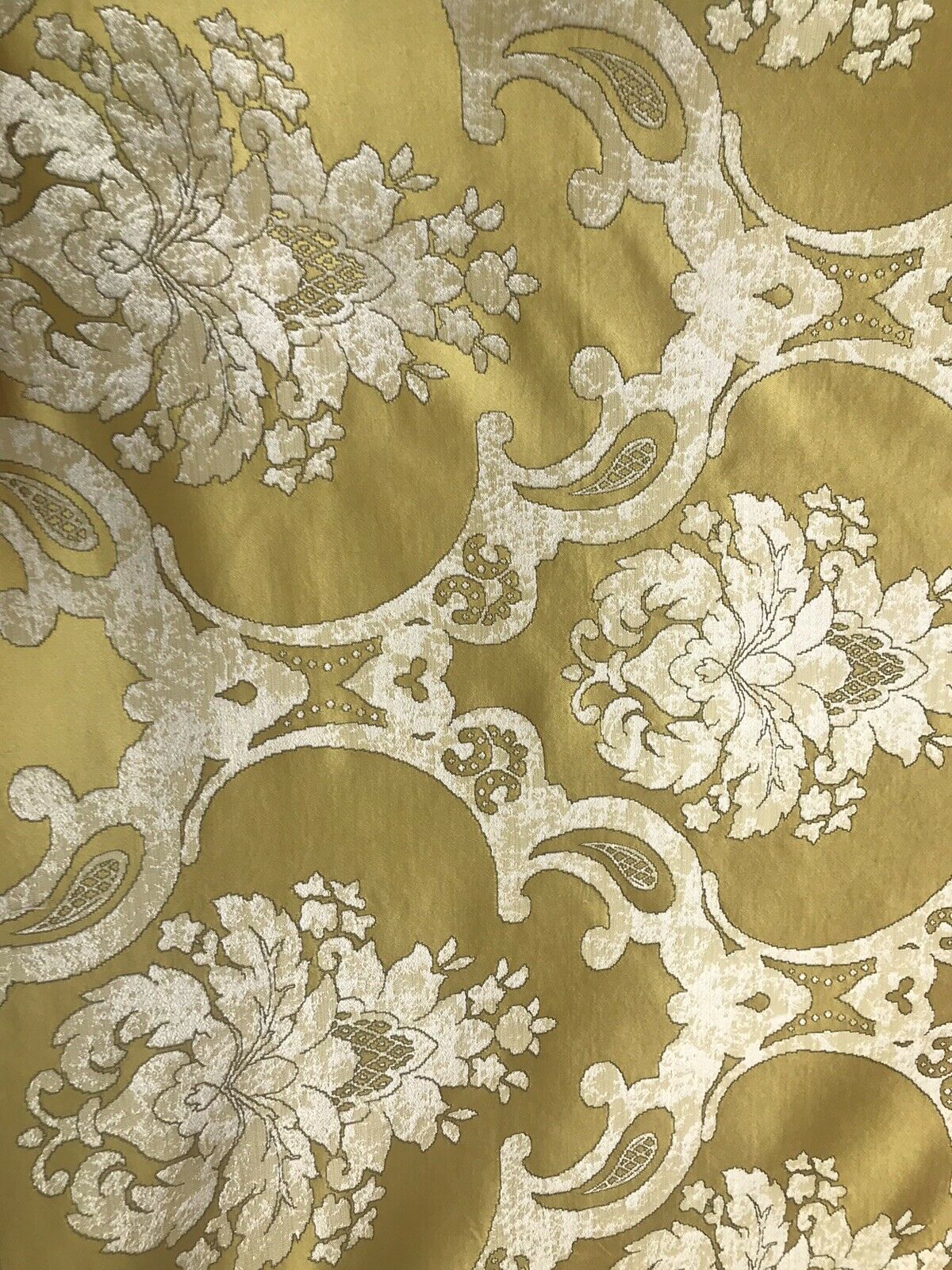 NEW Sir Darcey Designer Satin Burnout Damask Drapery Upholstery Fabric *Gold Yellow BTY - Fancy Styles Fabric Pierre Frey Lee Jofa Brunschwig & Fils