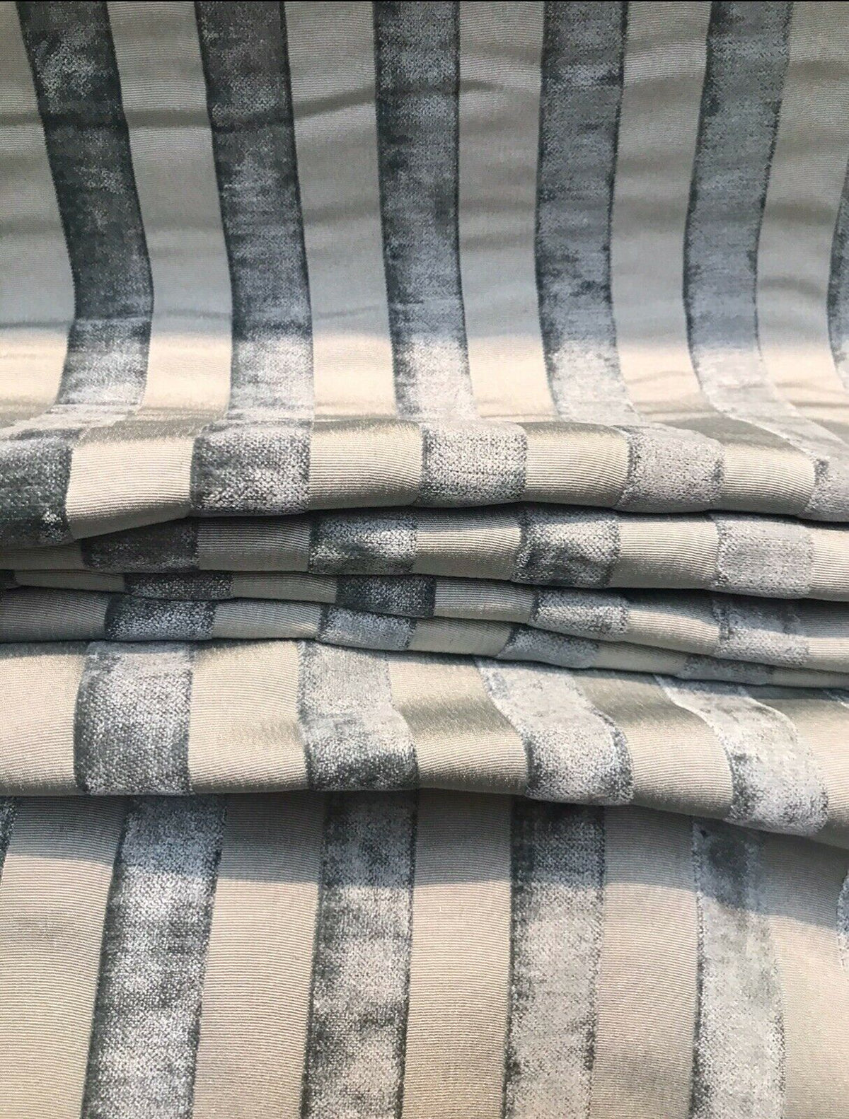 NEW Lady Zooey Striped Double Sided Burnout Chenille Velvet Fabric- Gray Upholstery - Fancy Styles Fabric Pierre Frey Lee Jofa Brunschwig & Fils