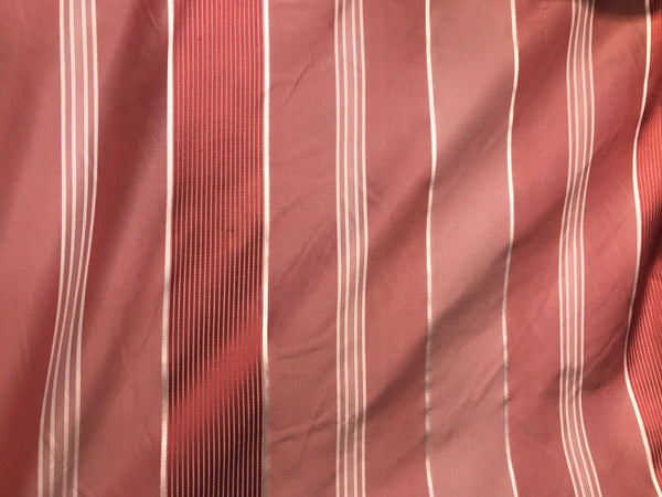 NEW Countess Lilly Designer 100% Silk Taffeta Dupioni Stripes Fabric - Rose 55” Wide - Fancy Styles Fabric Pierre Frey Lee Jofa Brunschwig & Fils