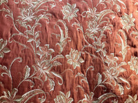 SWATCH 4” X 7” - Quilted Brocade Floral Upholstery Fabric- Rust Brick Red - Fancy Styles Fabric Pierre Frey Lee Jofa Brunschwig & Fils