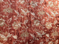 SWATCH 4” X 7” - Quilted Brocade Floral Upholstery Fabric- Rust Brick Red - Fancy Styles Fabric Pierre Frey Lee Jofa Brunschwig & Fils