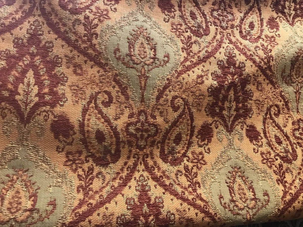 SWATCH Double Sided Burnout Kilim Rug Inspired Fabric- Red Orange Upholstery - Fancy Styles Fabric Pierre Frey Lee Jofa Brunschwig & Fils