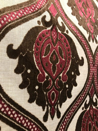 Dophin Jean Designer Belgium Burnout Damask Chenille Velvet Fabric Upholstery- Wine - Fancy Styles Fabric Pierre Frey Lee Jofa Brunschwig & Fils