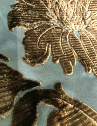 Emperor Walter Designer Italian Burnout Damask Chenille Blue Bronze Fabric Upholstery - Fancy Styles Fabric Pierre Frey Lee Jofa Brunschwig & Fils