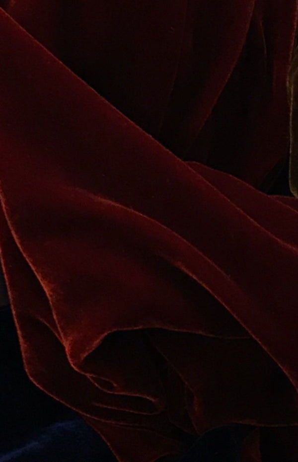 Designer Silk Rayon Velvet Fabric By the yard - Dark Rust - Fancy Styles Fabric Pierre Frey Lee Jofa Brunschwig & Fils