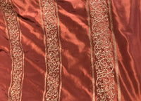 NEW Countess Doris 100% Silk Taffeta Dupioni Fabric Embroidery Floral Red & Gold Stripes - Fancy Styles Fabric Pierre Frey Lee Jofa Brunschwig & Fils