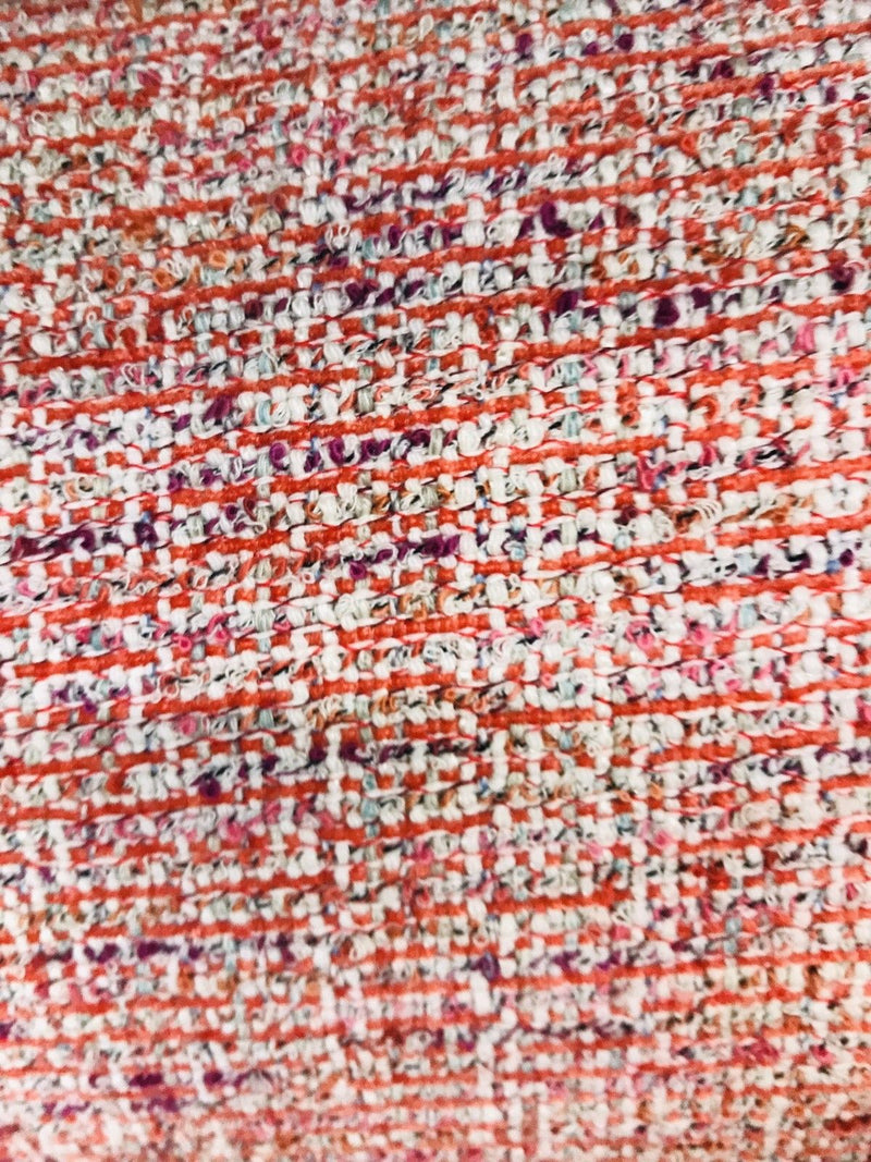 NEW Novelty Designer Upholstery Heavyweight Tweed Fabric- Red White- Sold By The Yard - Fancy Styles Fabric Boutique