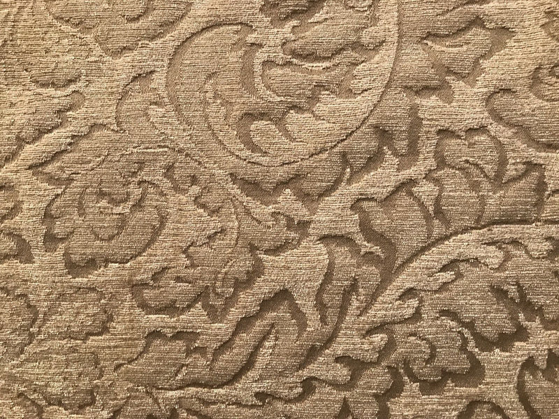 NEW Burnout Chenille Velvet Fabric- Taupe And Beige- Upholstery - Fancy Styles Fabric Pierre Frey Lee Jofa Brunschwig & Fils