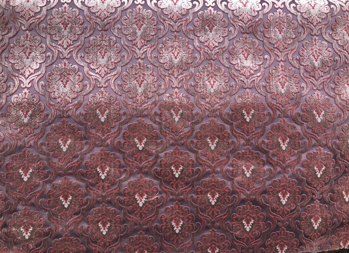 NEW Novelty Made In Italy Burnout Chenille Velvet Fabric Silver-Pink Upholstery - Fancy Styles Fabric Boutique