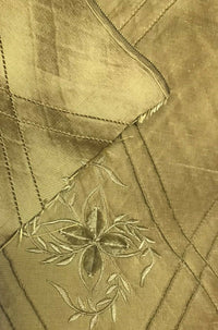 NEW! Miss Kiley Designer 100% Silk Taffeta Dupioni Floral Embroidery Fabric-  Gold BTY - Fancy Styles Fabric Pierre Frey Lee Jofa Brunschwig & Fils