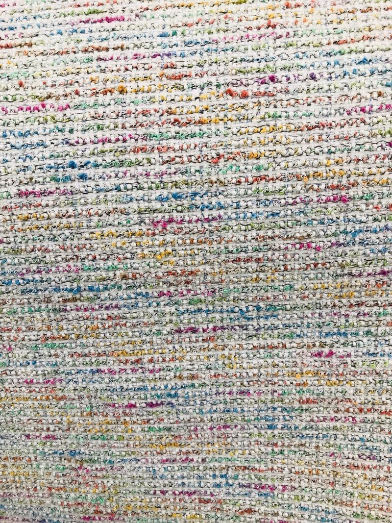 NEW Novelty Designer Upholstery Heavyweight Tweed Fabric- Rainbow- Sold By The Yard - Fancy Styles Fabric Boutique