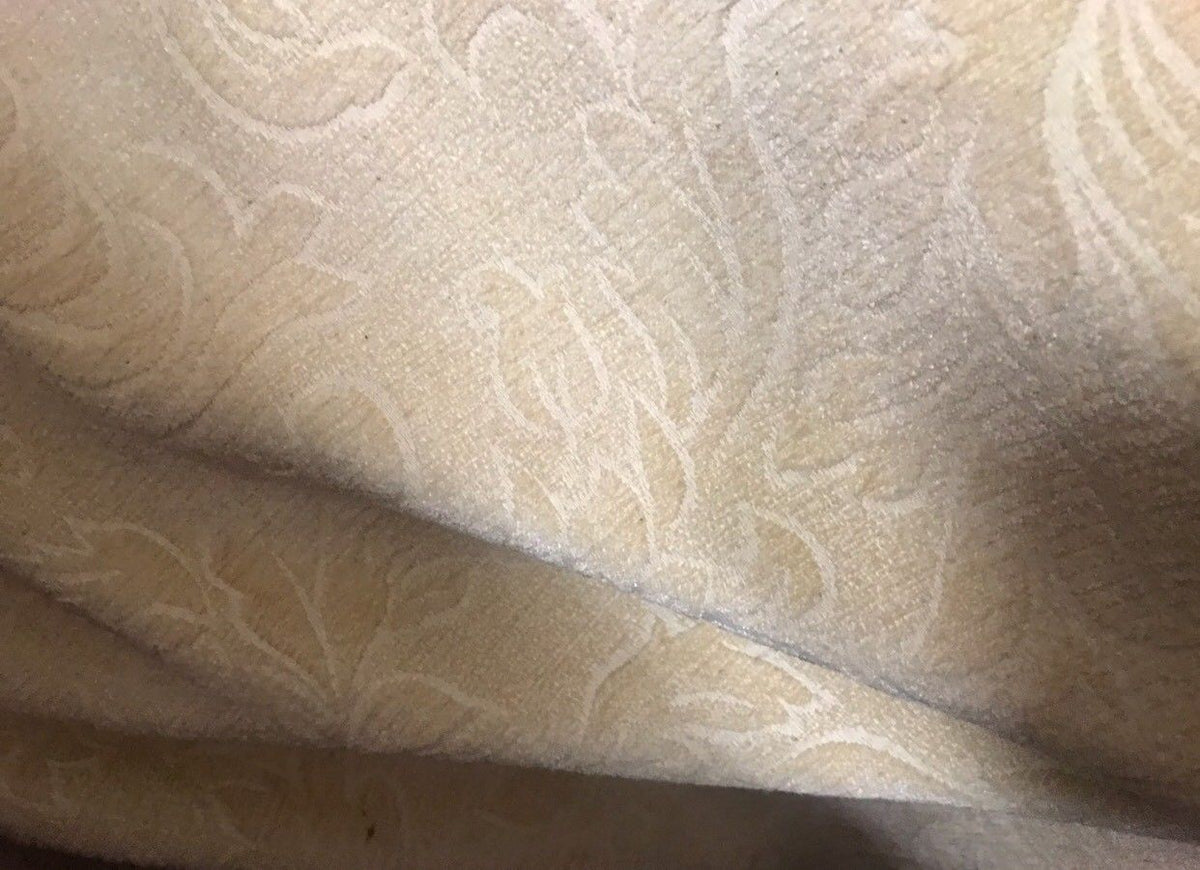 SWATCH Designer Floral Burnout Chenille Velvet Fabric - Brocade- Cream - Fancy Styles Fabric Pierre Frey Lee Jofa Brunschwig & Fils