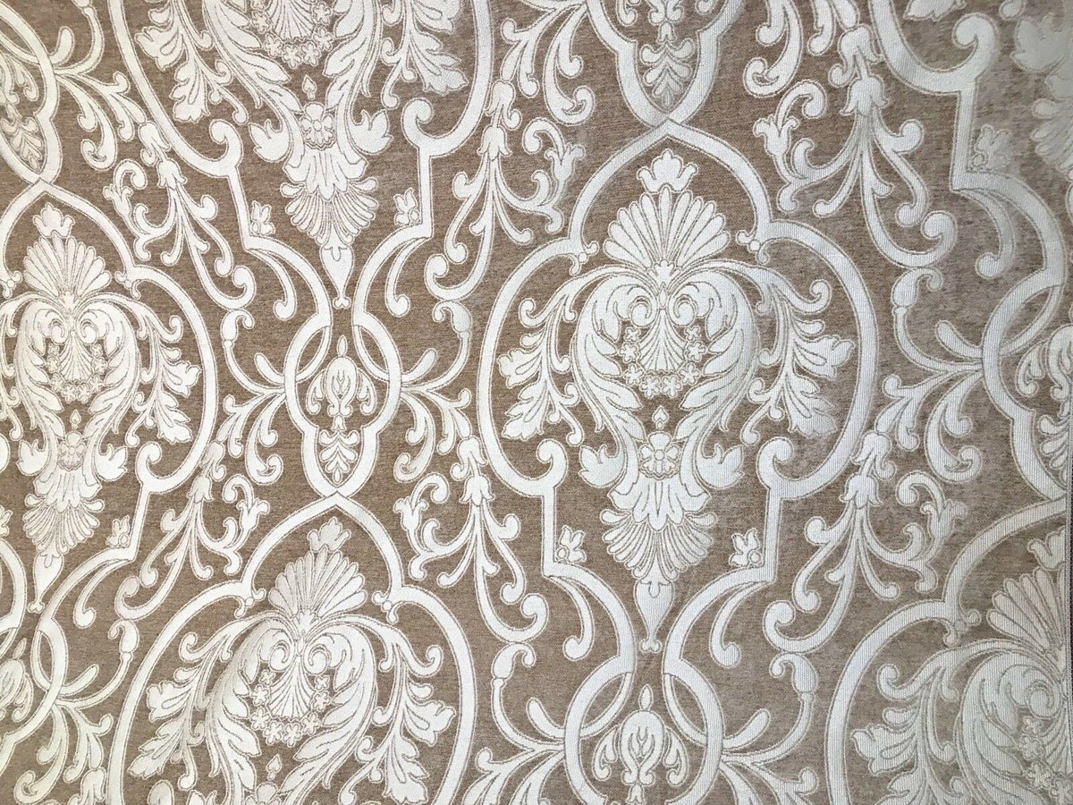 SWATCH Double Sided Burnout Chenille Velvet Fabric- Taupe Upholstery Damask - Fancy Styles Fabric Pierre Frey Lee Jofa Brunschwig & Fils