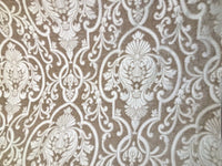 SWATCH Double Sided Burnout Chenille Velvet Fabric- Taupe Upholstery Damask - Fancy Styles Fabric Pierre Frey Lee Jofa Brunschwig & Fils