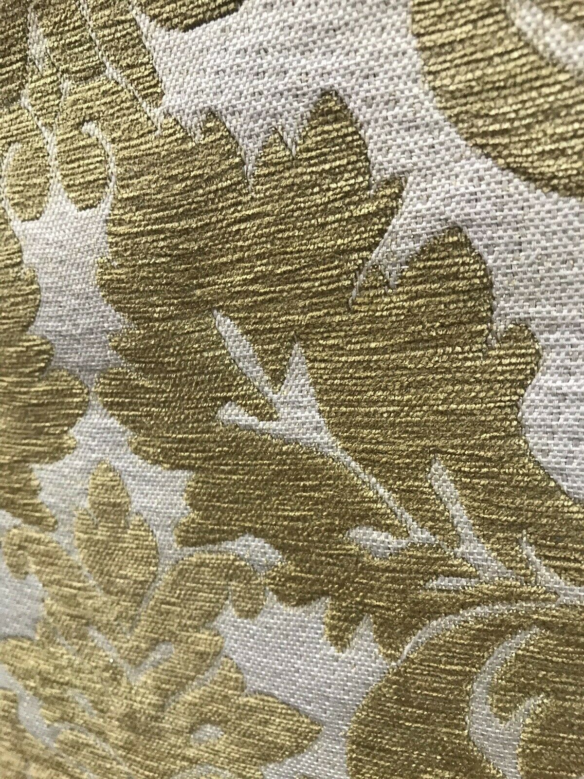 NEW Sir Arthur Double Sided Burnout Chenille Velvet Fabric- Mustard Ivory Upholstery Damask - Fancy Styles Fabric Pierre Frey Lee Jofa Brunschwig & Fils