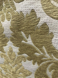 NEW Sir Arthur Double Sided Burnout Chenille Velvet Fabric- Mustard Ivory Upholstery Damask - Fancy Styles Fabric Pierre Frey Lee Jofa Brunschwig & Fils