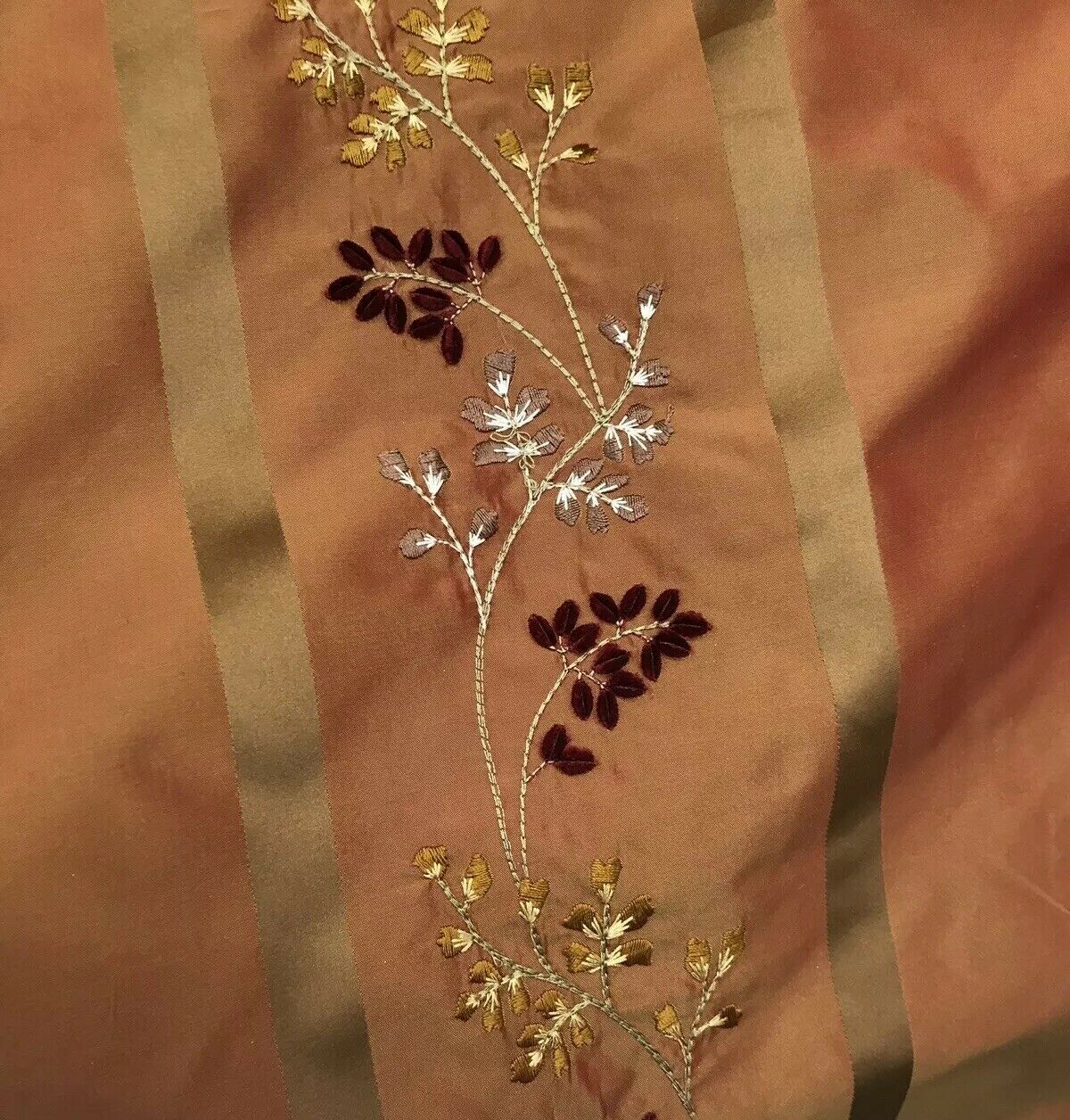 NEW Lady Lana Designer 100% Silk Taffeta Floral Embroidery Fabric Orange Gold - Fancy Styles Fabric Pierre Frey Lee Jofa Brunschwig & Fils