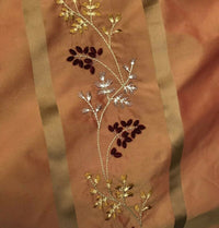 NEW Lady Lana Designer 100% Silk Taffeta Floral Embroidery Fabric Orange Gold - Fancy Styles Fabric Pierre Frey Lee Jofa Brunschwig & Fils