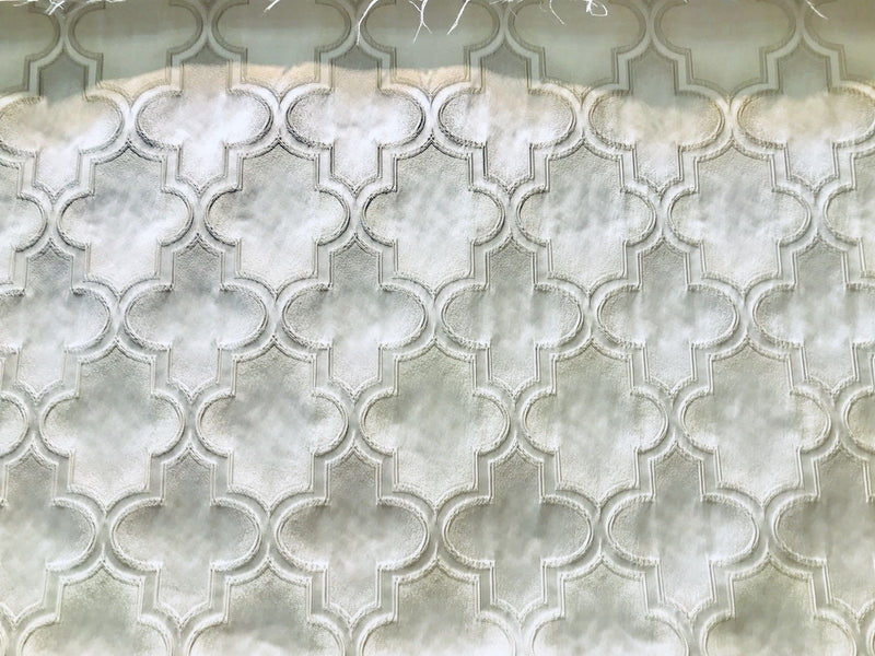 SWATCH Designer Brocade Satin Fabric Interior Design- White Cross- Upholstery - Fancy Styles Fabric Boutique