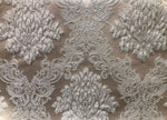 NEW! Designer Brocade Satin Fabric- Gray On Gray- Upholstery Damask - Fancy Styles Fabric Boutique