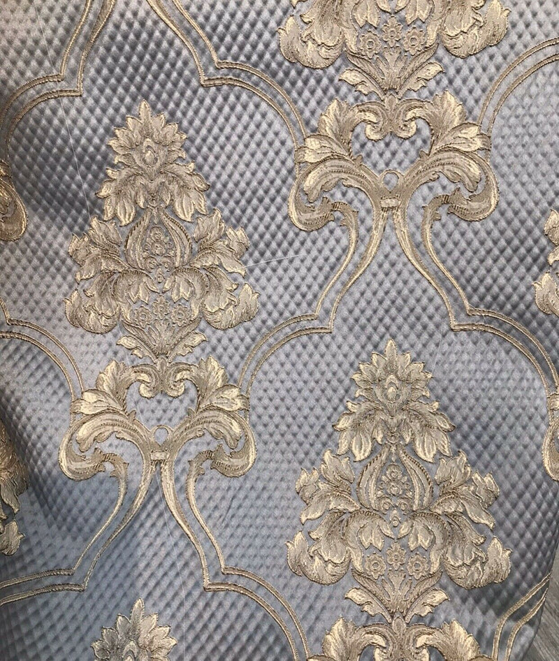 NEW Princess Clara Designer Satin Damask Upholstery Drapery Fabric - Pewter Gray BTY - Fancy Styles Fabric Pierre Frey Lee Jofa Brunschwig & Fils