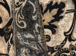 King Christopher Designer Velvet Chenille Burnout Damask Brocade Fabric - Black Beige Gold BTY - Fancy Styles Fabric Pierre Frey Lee Jofa Brunschwig & Fils
