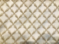 Lady Cadence Italian Brocade Diamond Satin Fabric Ivory Gold Upholstery LLPBI0003 - Fancy Styles Fabric Pierre Frey Lee Jofa Brunschwig & Fils