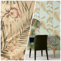 Sir Mathew Designer Brocade Upholstery Fabric- Palm Leaves Floral Beige LLPBY0003 - Fancy Styles Fabric Pierre Frey Lee Jofa Brunschwig & Fils