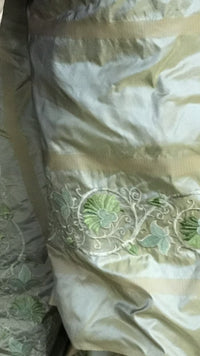 SALE! Duchess Jezebel Designer 100% Silk Taffeta Aqua Green Fabric Embroidered Drapery - Fancy Styles Fabric Pierre Frey Lee Jofa Brunschwig & Fils