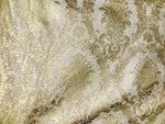 Lord Augustin Designer Velvet Chenille Burnout Damask Upholstery Fabric - Cream & Gold - Fancy Styles Fabric Pierre Frey Lee Jofa Brunschwig & Fils