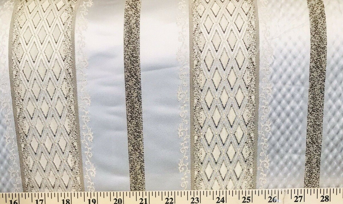 Lady Jennifer Italian Brocade Striped Satin Fabric -Ivory Gold Upholstery Neoclassical - Fancy Styles Fabric Pierre Frey Lee Jofa Brunschwig & Fils