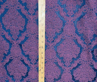 Fat Quarter- Style L- Princess Giselle Designer Damask Satin Drapery Upholstery Fabric - Fuchsia Pink & Navy Blue - Fancy Styles Fabric Pierre Frey Lee Jofa Brunschwig & Fils