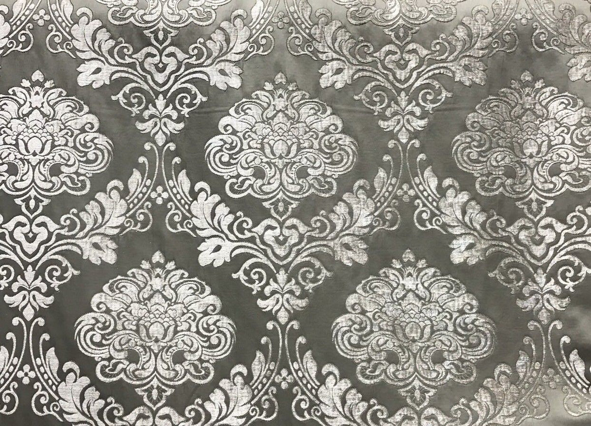 SWATCH Designer Satin Burnout Chenille Velvet Fabric - Gray Upholstery Damask - Fancy Styles Fabric Pierre Frey Lee Jofa Brunschwig & Fils
