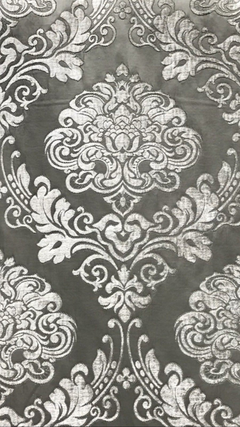 SWATCH Designer Satin Burnout Chenille Velvet Fabric - Gray Upholstery Damask - Fancy Styles Fabric Pierre Frey Lee Jofa Brunschwig & Fils