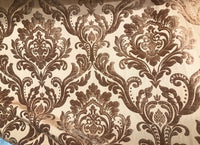 Queen Isabella Designer Damask Burnout Chenille Velvet Fabric - Taupe BTY - Fancy Styles Fabric Pierre Frey Lee Jofa Brunschwig & Fils