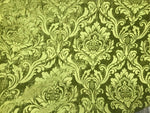 NEW! Queen Isabella Designer Damask Burnout Chenille Velvet Fabric - Apple Green BTY - Fancy Styles Fabric Pierre Frey Lee Jofa Brunschwig & Fils