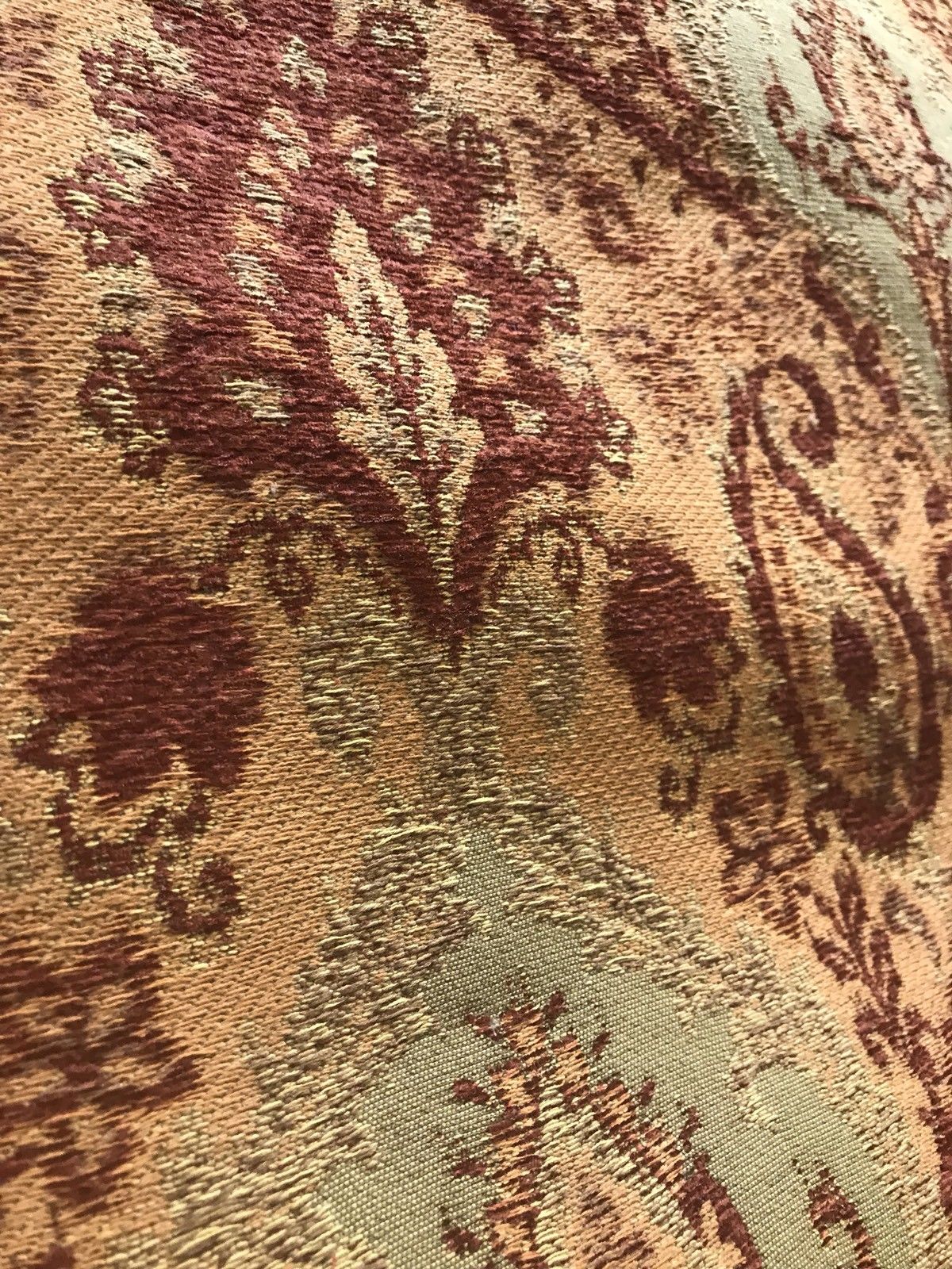 SWATCH Double Sided Burnout Kilim Rug Inspired Fabric- Red Orange Upholstery - Fancy Styles Fabric Pierre Frey Lee Jofa Brunschwig & Fils