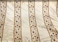 Designer 100% Silk Taffeta Embroidery Fabric - Antique Light Beige Floral - Fancy Styles Fabric Pierre Frey Lee Jofa