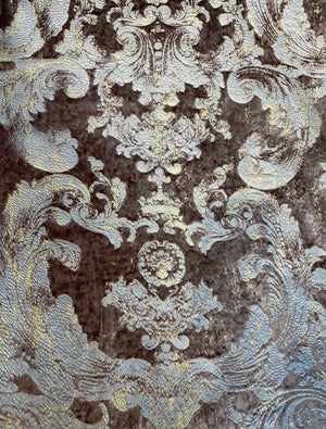 NEW! Queen Renee Antique Inspired Burnout “Furry” Velvet Damask Fabric - Mauve - Fancy Styles Fabric Pierre Frey Lee Jofa Brunschwig & Fils