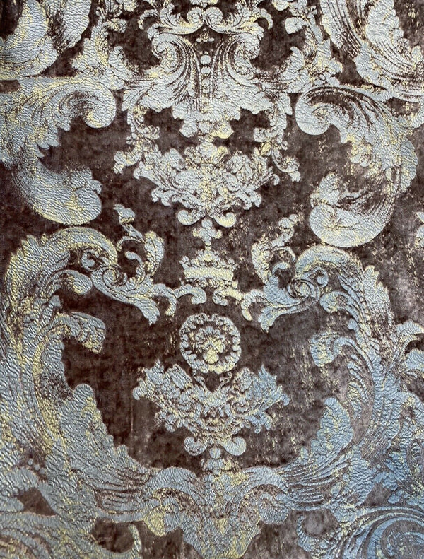 NEW! Queen Renee Antique Inspired Burnout “Furry” Velvet Damask Fabric - Mauve - Fancy Styles Fabric Pierre Frey Lee Jofa Brunschwig & Fils