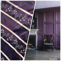 SALE! Princess Harriet Designer 100% Silk Taffeta Embroidery Fabric Purple 55” Wide - Fancy Styles Fabric Pierre Frey Lee Jofa Brunschwig & Fils