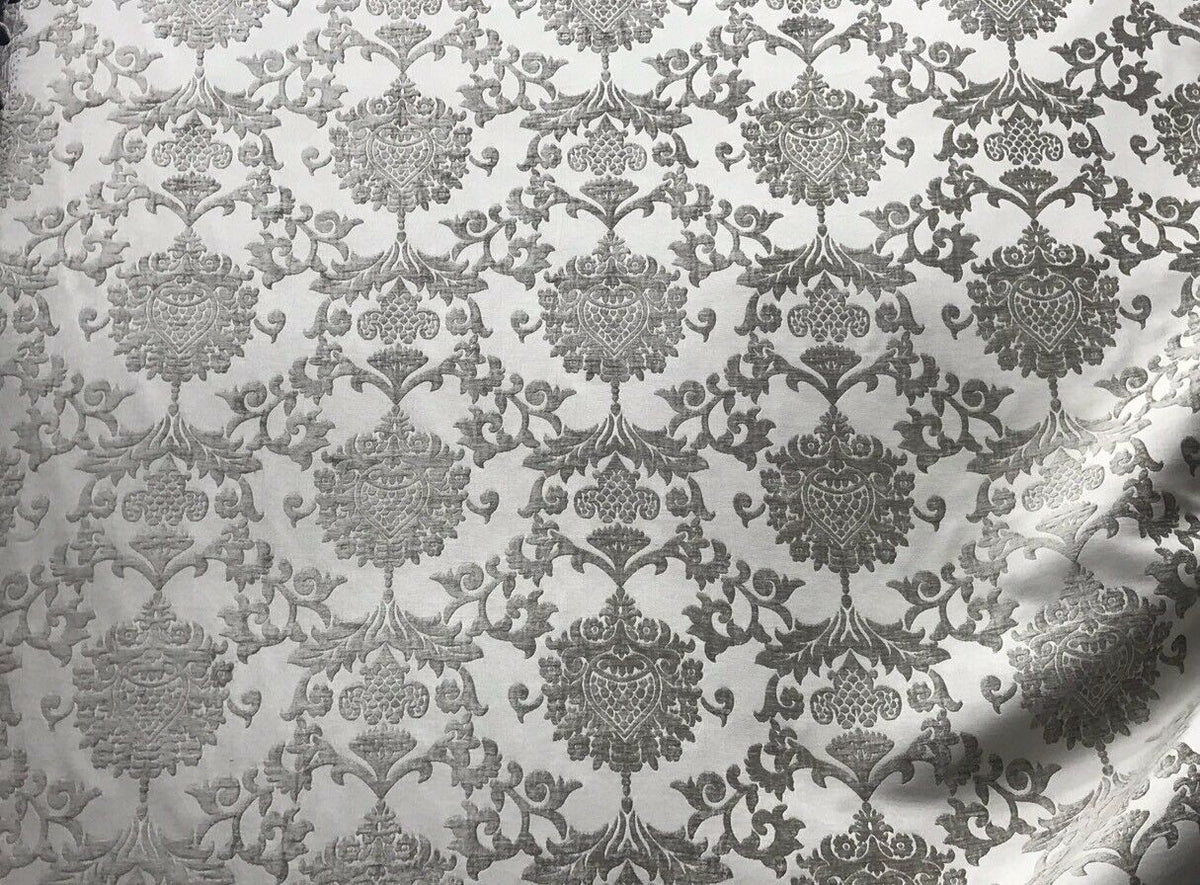 SWATCH Designer Satin Burnout Chenille Velvet Fabric - Gray Upholstery Damask - Fancy Styles Fabric Pierre Frey Lee Jofa Brunschwig & Fils