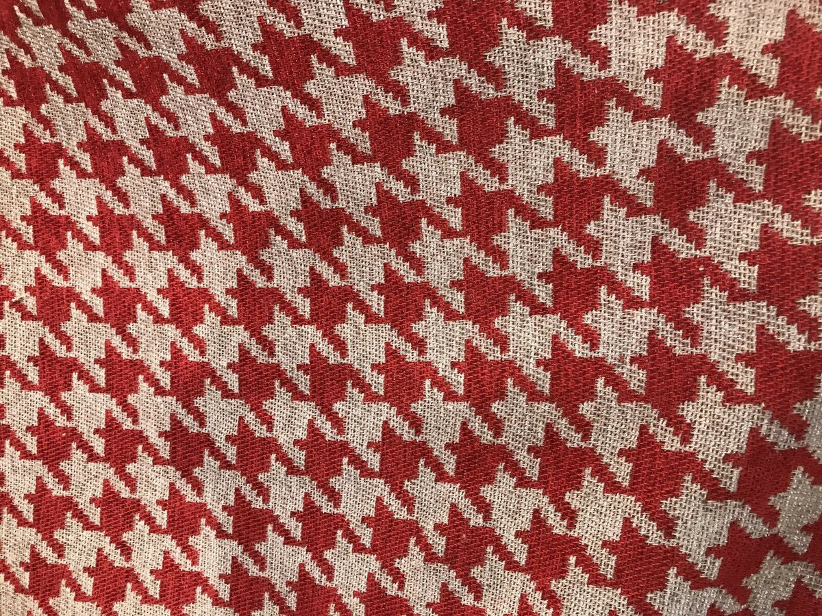 NEW Designer Upholstery Oversized Houndstooth Pattern Fabric - Red & Natural - Fancy Styles Fabric Pierre Frey Lee Jofa Brunschwig & Fils