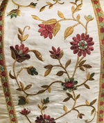 NEW! Lady Margot 100% Silk Dupioni Embroidered Floral Stripes Rows Fabric- Cream - Fancy Styles Fabric Pierre Frey Lee Jofa Brunschwig & Fils